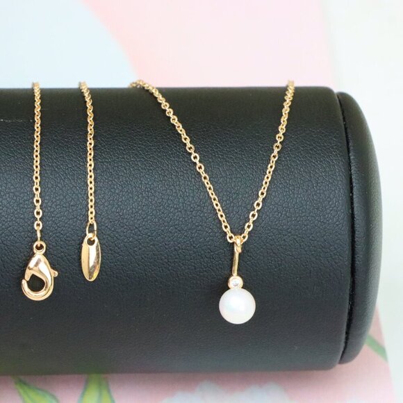 "Elegant Rose Gold Necklace with Pearl Drop and Adjustable Chain, XPNL1875 - Picture 2 of 14